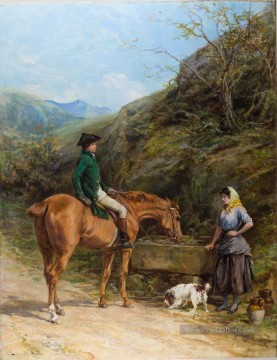 vagabonds resting in a cave Tableau Peinture - A chance Meeting Heywood Hardy équitation